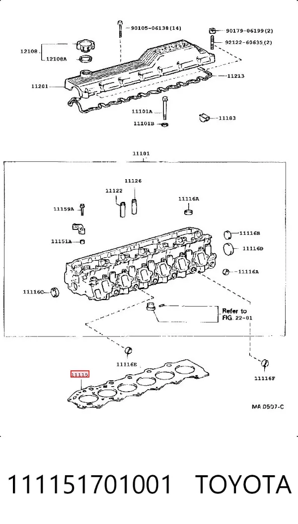 Vedante de cabeça de motor (CBC) 111151701001 Toyota