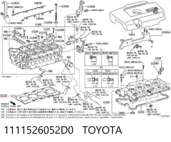 Vedante de cabeça de motor (CBC) 1111526052D0 Toyota