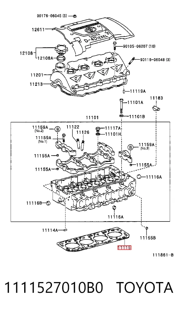 Vedante de cabeça de motor (CBC) 1111527010B0 Toyota