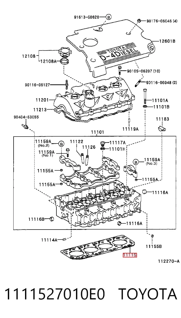 Vedante de cabeça de motor (CBC) 1111527010E0 Toyota