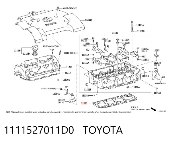 Vedante de cabeça de motor (CBC) 1111527011D0 Toyota