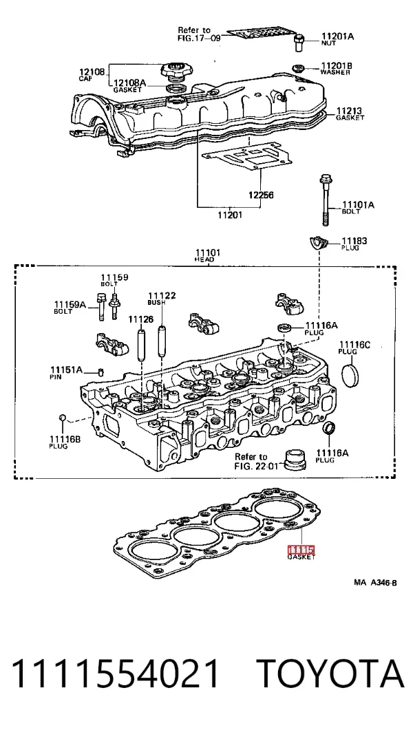 Vedante de cabeça de motor (CBC) 1111554021 Toyota