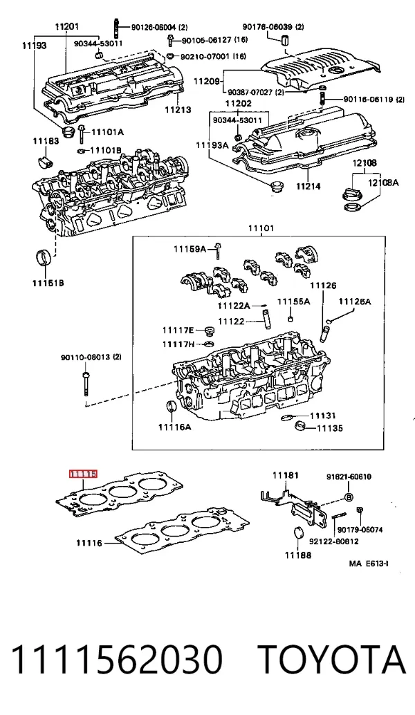 Vedante direito de cabeça de motor (CBC) 1111562030 Toyota