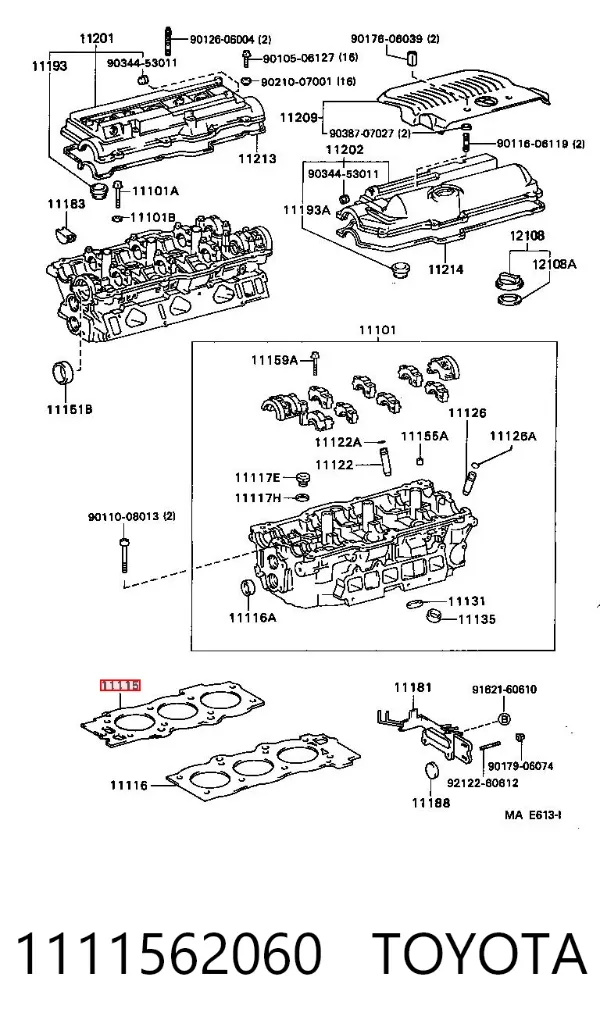 Vedante direito de cabeça de motor (CBC) 1111562060 Toyota