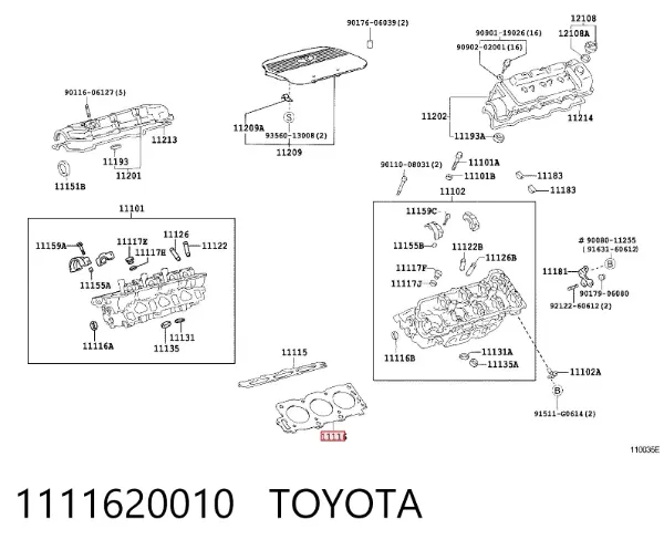 Vedante esquerdo de cabeça de motor (CBC) 1111620010 Toyota