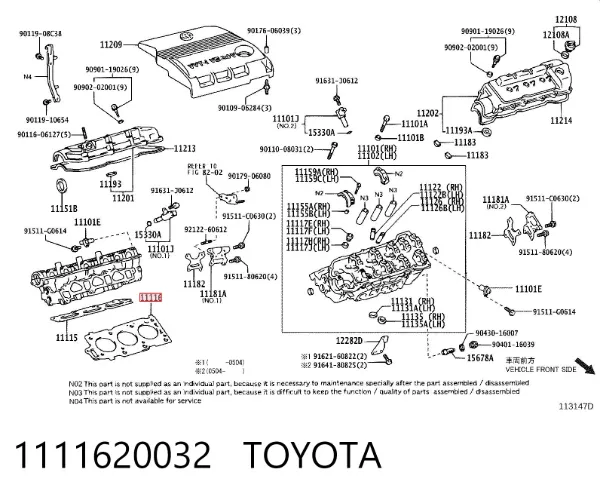 Vedante esquerdo de cabeça de motor (CBC) 1111620032 Toyota