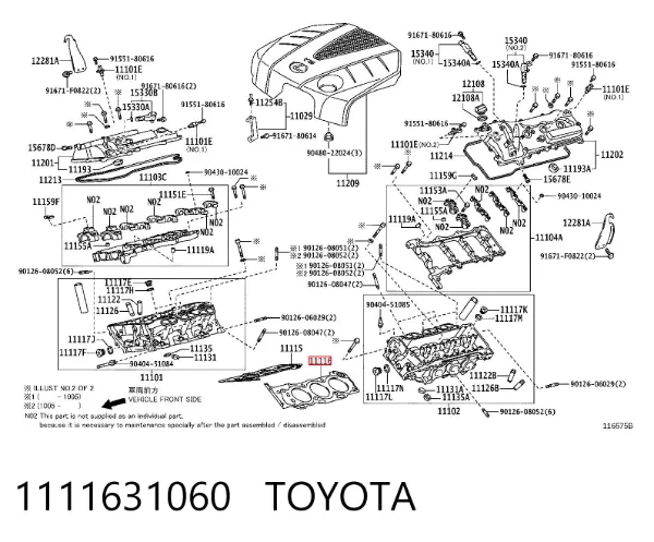 Vedante esquerdo de cabeça de motor (CBC) 1111631060 Toyota