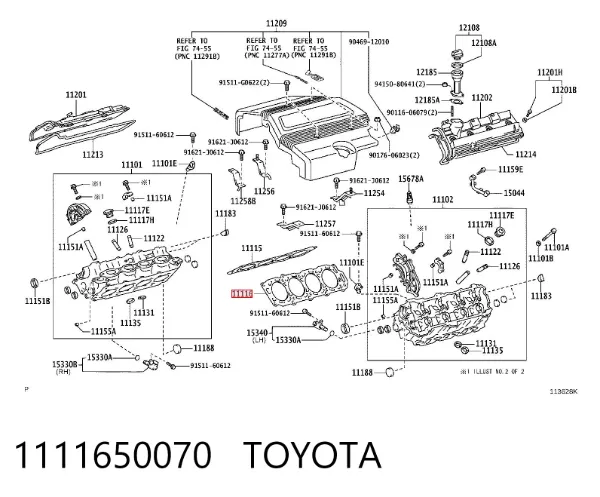 Vedante esquerdo de cabeça de motor (CBC) 1111650070 Toyota