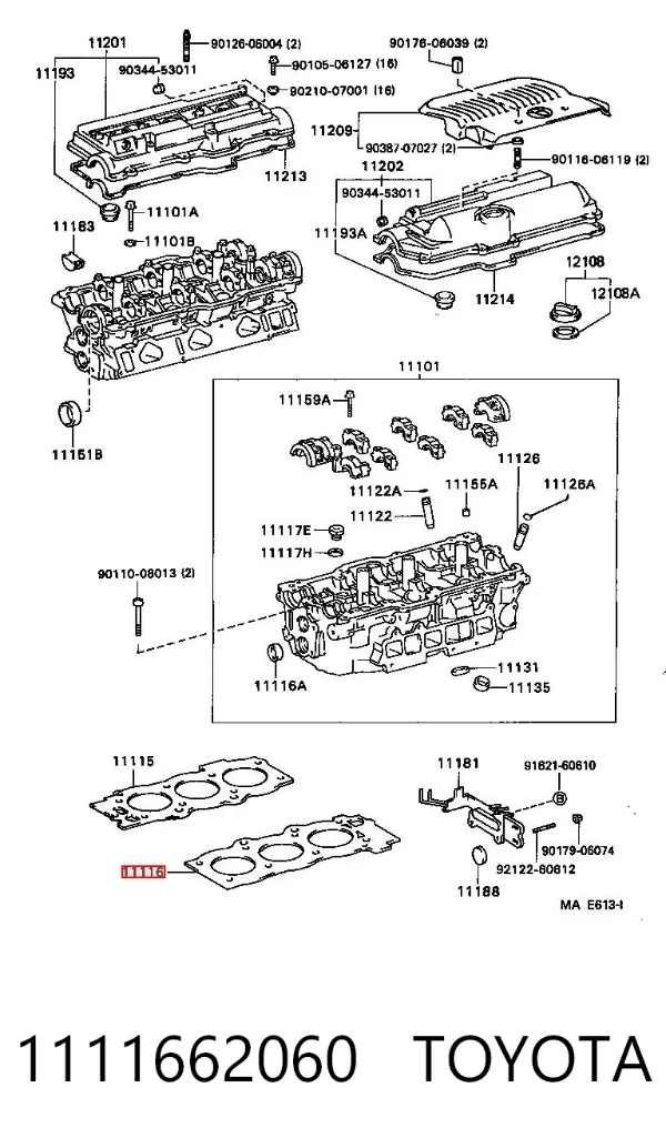 Vedante esquerdo de cabeça de motor (CBC) 1111662060 Toyota