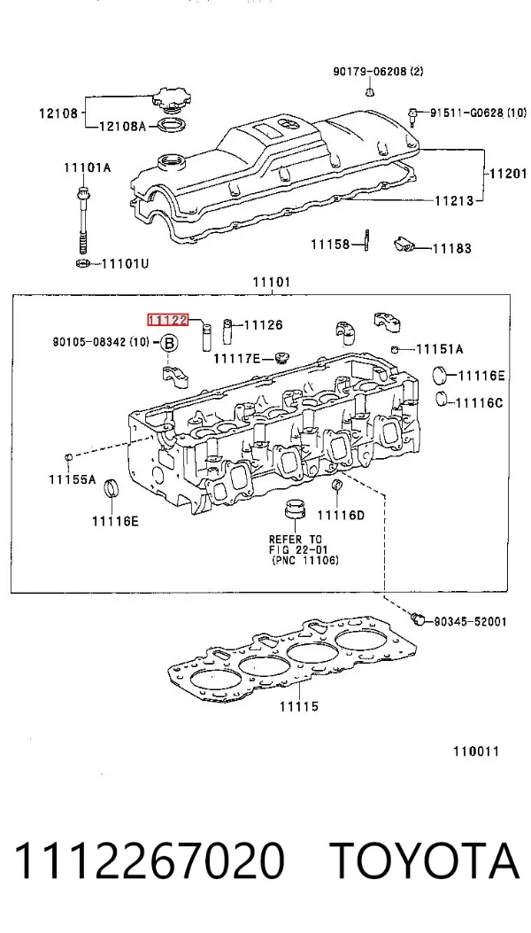 Guia de válvula 1112267020 Toyota