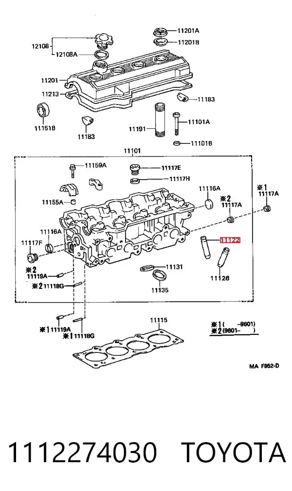 Guia de válvula 1112274030 Toyota