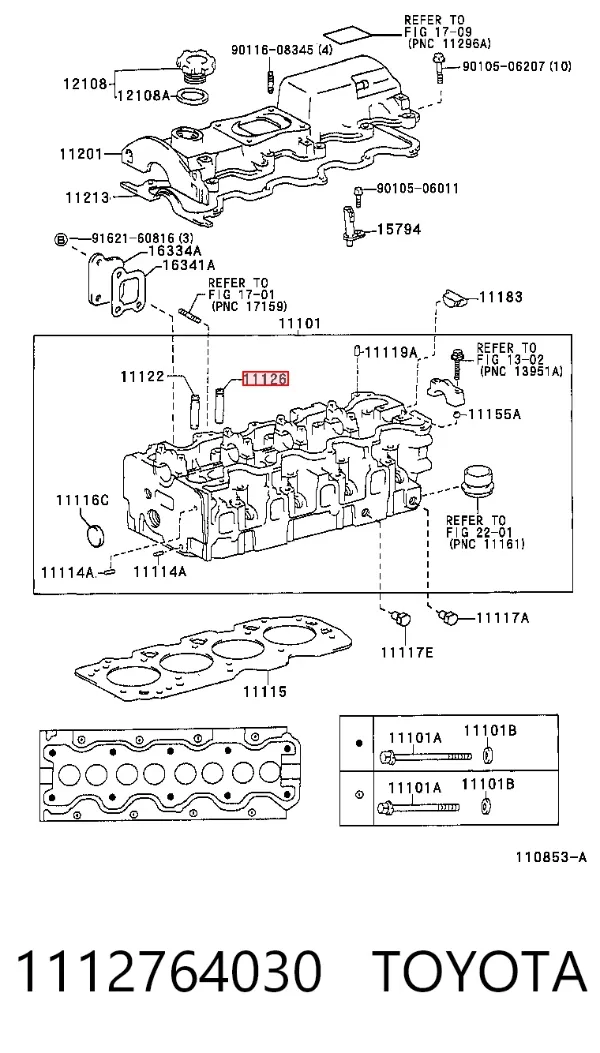 Guia de válvula de escape 1112764030 Toyota