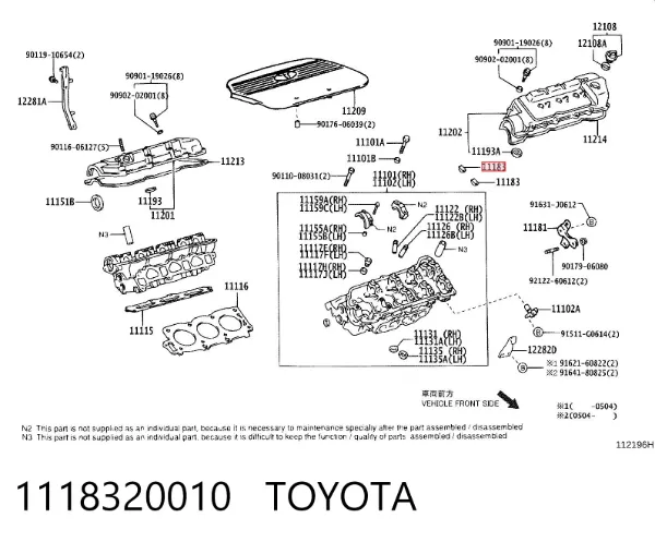 Tampão da tampa de válvulas 1118320010 Toyota
