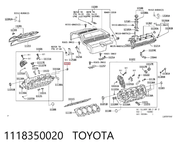 Tampão da tampa de válvulas 1118350020 Toyota