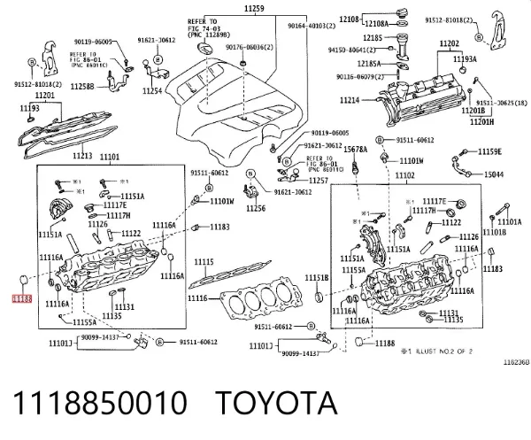 Vedação dianteira de cambota de motor 1118850010 Toyota
