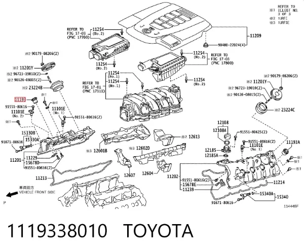 Vedante anular da cavidade de vela 1119338010 Toyota