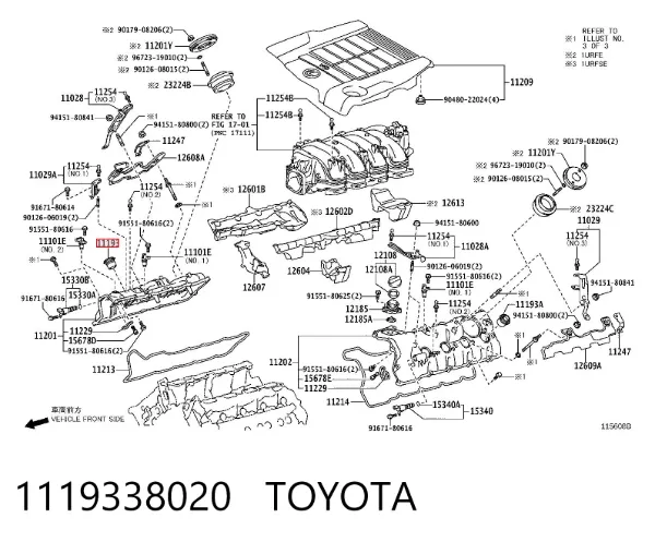 Vedante anular da cavidade de vela 1119338020 Toyota