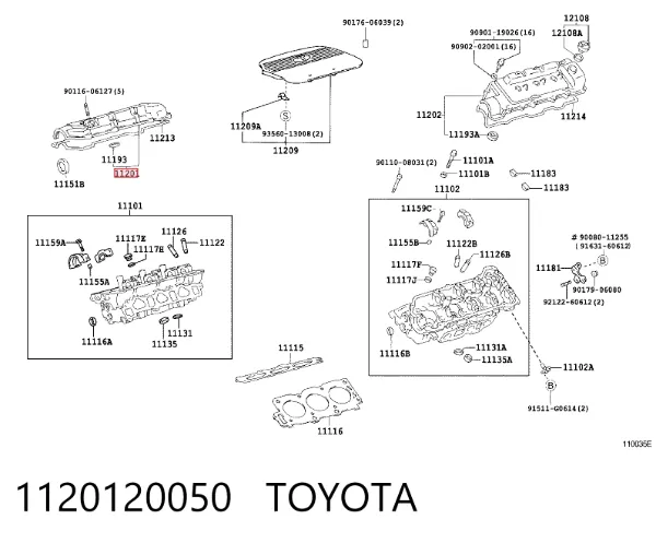 Tampa de válvulas direita 1120120050 Toyota
