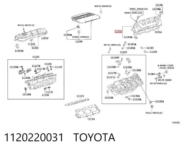 Tampa de válvulas esquerda 1120220031 Toyota