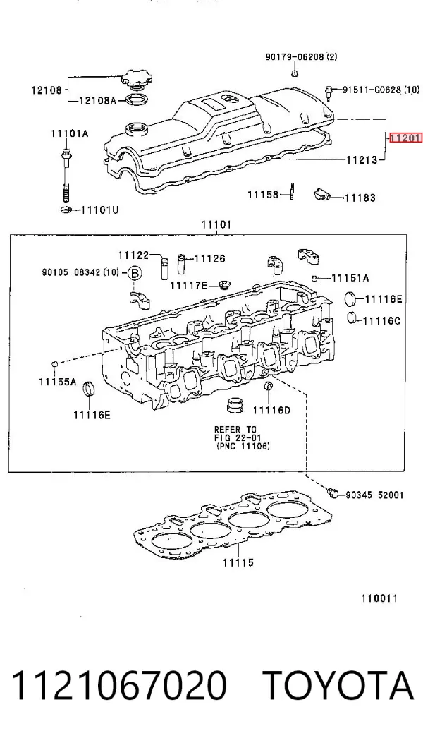 Tampa de válvulas 1121067020 Toyota