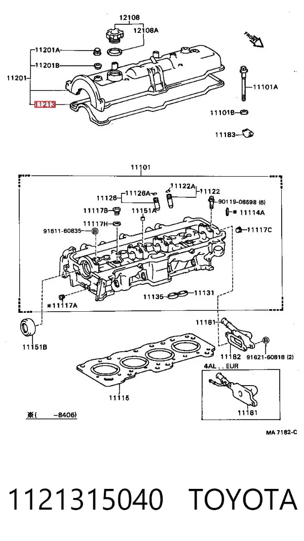 Vedante de tampa de válvulas de motor 1121315040 Toyota