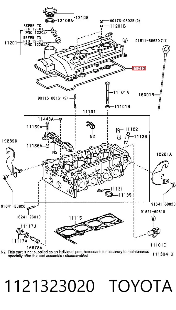 Vedante de tampa de válvulas de motor 1121323020 Toyota