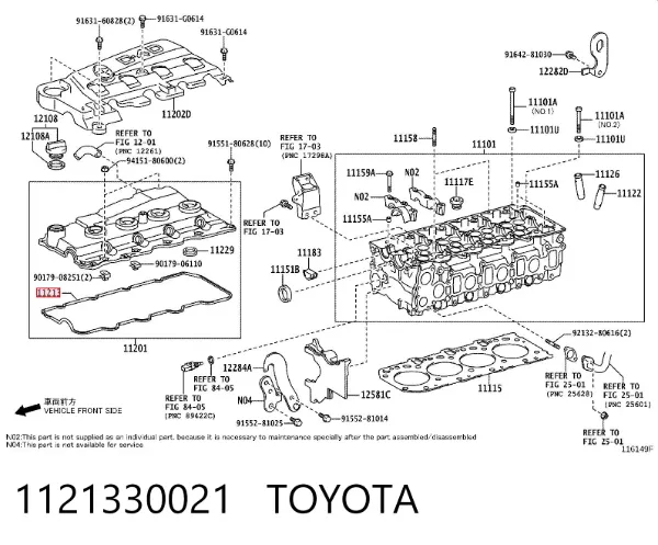 Vedante de tampa de válvulas de motor 1121330021 Toyota