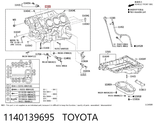 Bloco de cilindros de motor 1140139695 Toyota