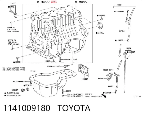 Bloco de cilindros de motor 1141009180 Toyota