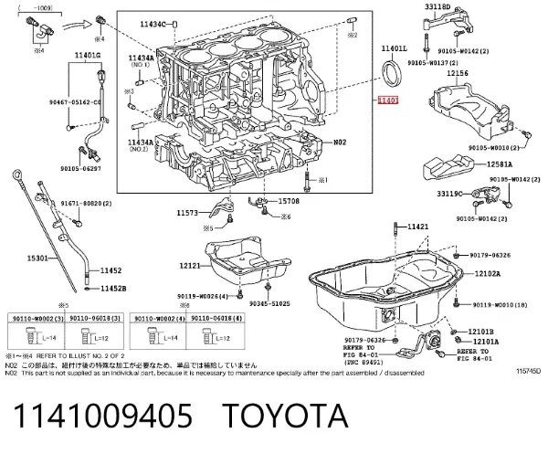Bloco de cilindros de motor 1141009405 Toyota