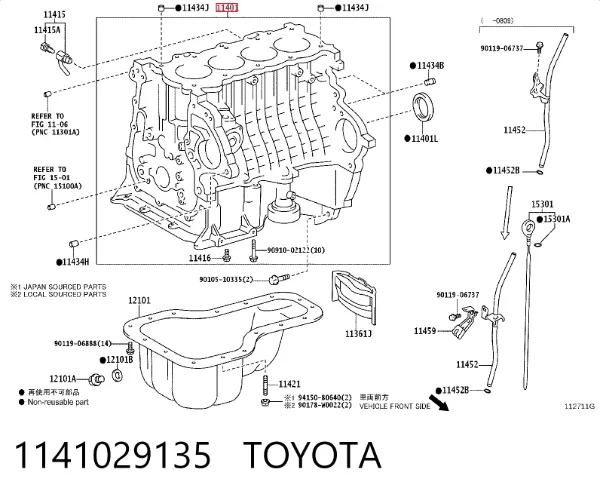 Bloco de cilindros de motor 1141029135 Toyota