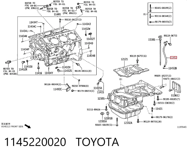 Guia de sonda indicador do nível de óleo no motor 1145220020 Toyota