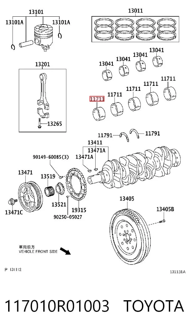 Folhas inseridas principais de cambota, kit, padrão (STD) 117010R01003 Toyota