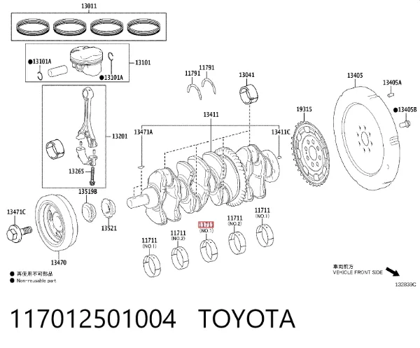 Folhas inseridas principais de cambota, kit, padrão (STD) 117012501004 Toyota