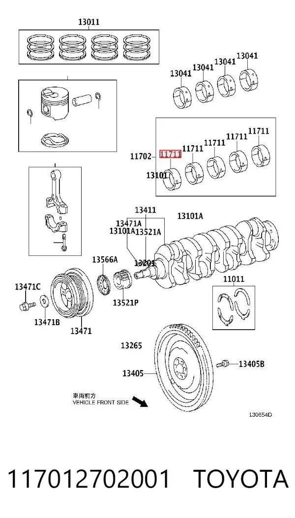Folhas inseridas principais de cambota, kit, padrão (STD) 117012702001 Toyota