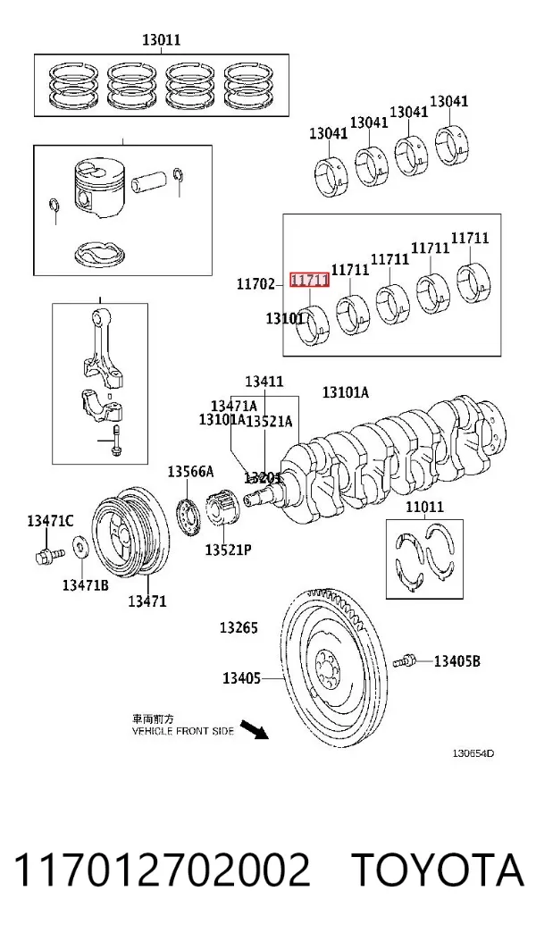 Folhas inseridas principais de cambota, kit, padrão (STD) 117012702002 Toyota