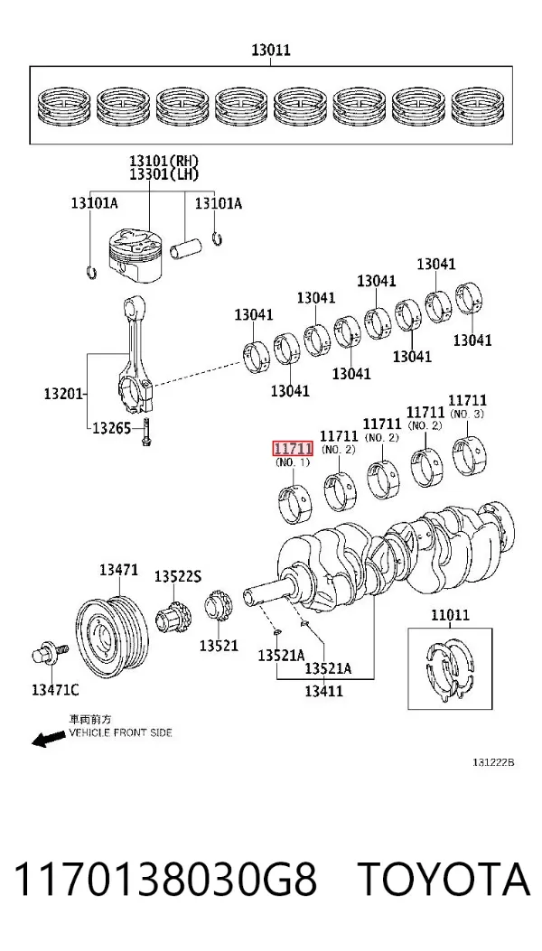 Folhas inseridas principais de cambota, kit, padrão (STD) 1170138030G8 Toyota