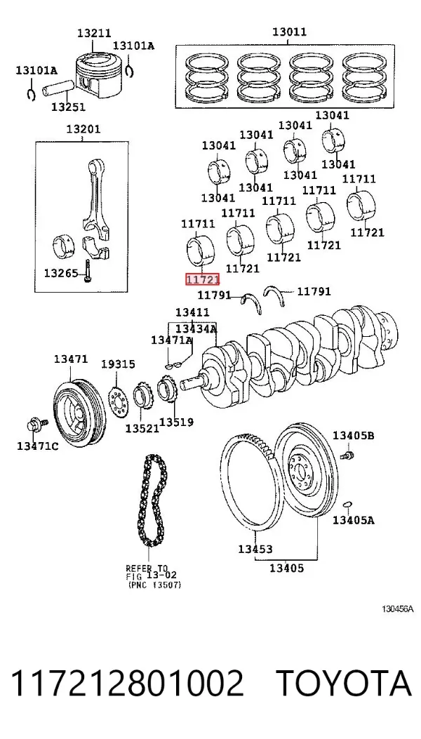 Folhas inseridas principais de cambota, kit, padrão (STD) 117212801002 Toyota