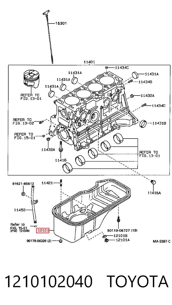 Panela de óleo de cárter do motor 1210102040 Toyota