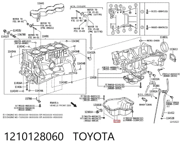 Panela de óleo de cárter do motor 1210128060 Toyota