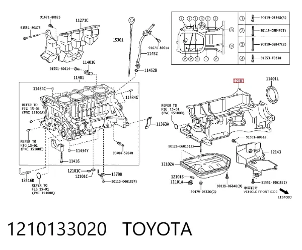 Panela de óleo de cárter do motor 1210133020 Toyota