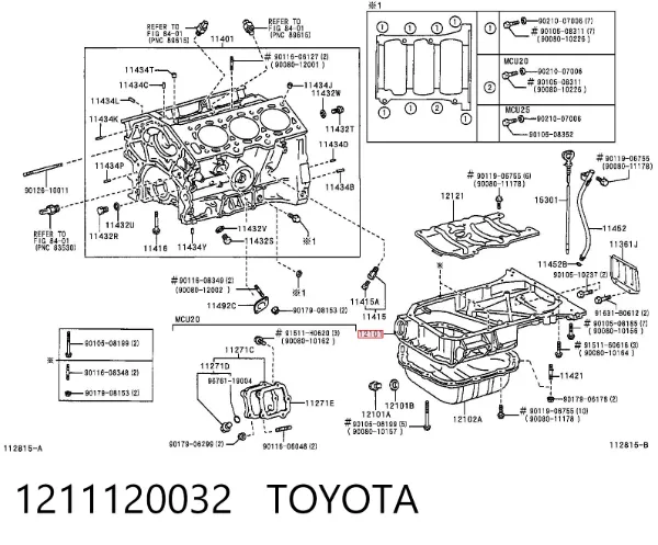 Panela de óleo de cárter do motor 1211120032 Toyota