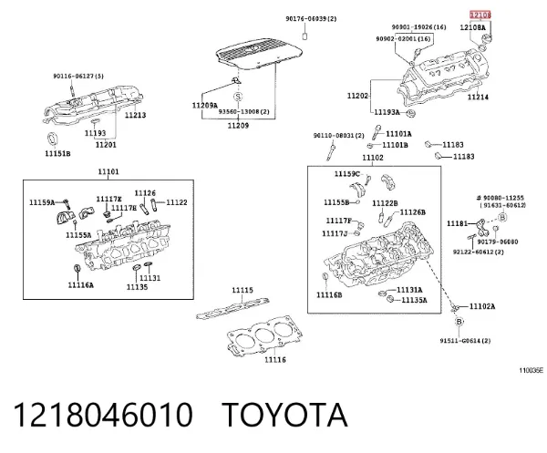 Tampa do gargalho de enchimento de óleo 1218046010 Toyota