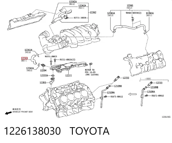 Cano derivado de ventilação de cárter (de separador de óleo) Lexus LS 460/460L