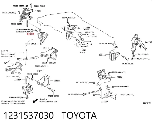 Consola de coxim (apoio) direita de motor 1231537030 Toyota