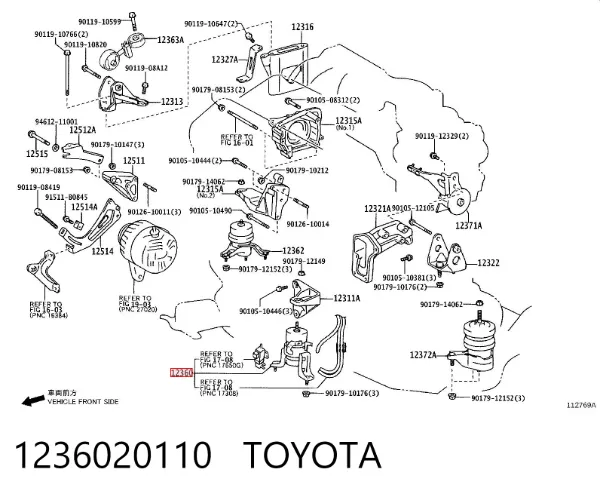 Coxim (suporte) dianteiro de motor 1236020110 Toyota