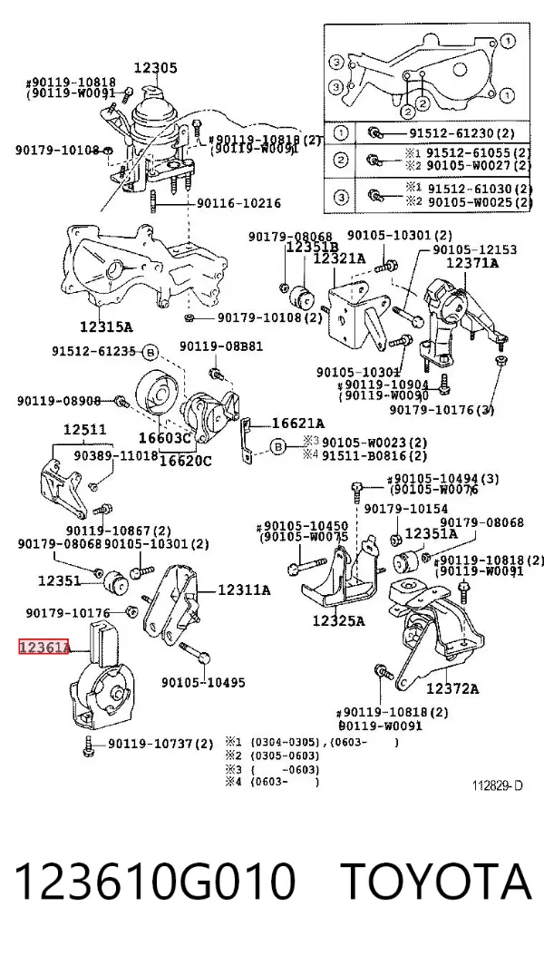 Coxim (suporte) dianteiro de motor 123610G010 Toyota