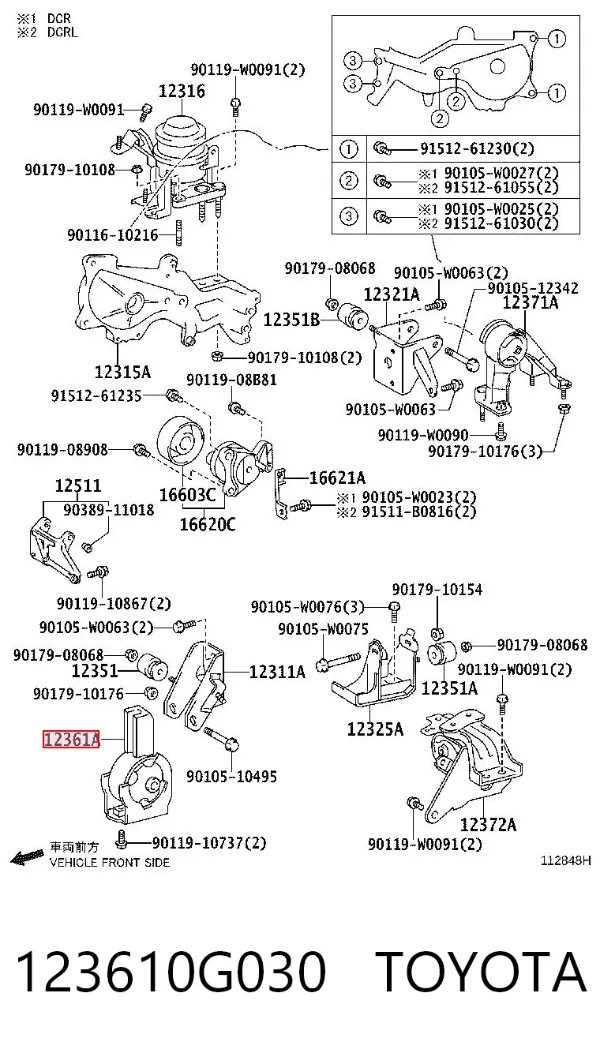 Coxim (suporte) dianteiro de motor 123610G030 Toyota