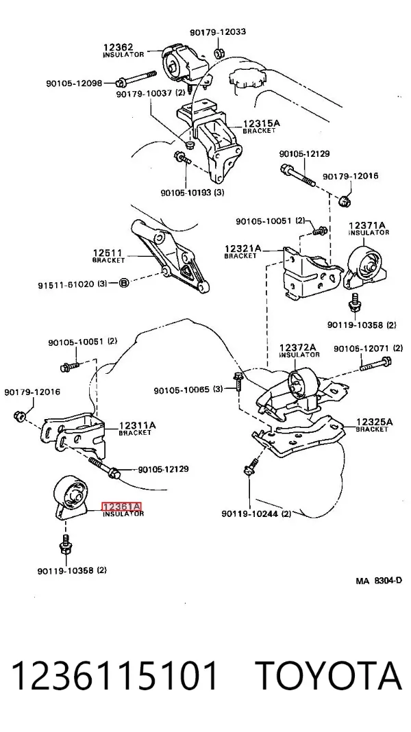 Coxim (suporte) dianteiro de motor Toyota Celica T16