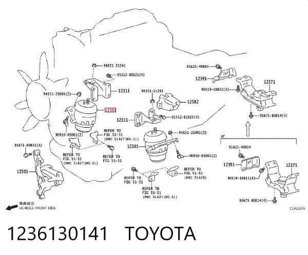 Coxim (suporte) dianteiro de motor 1236130141 Toyota